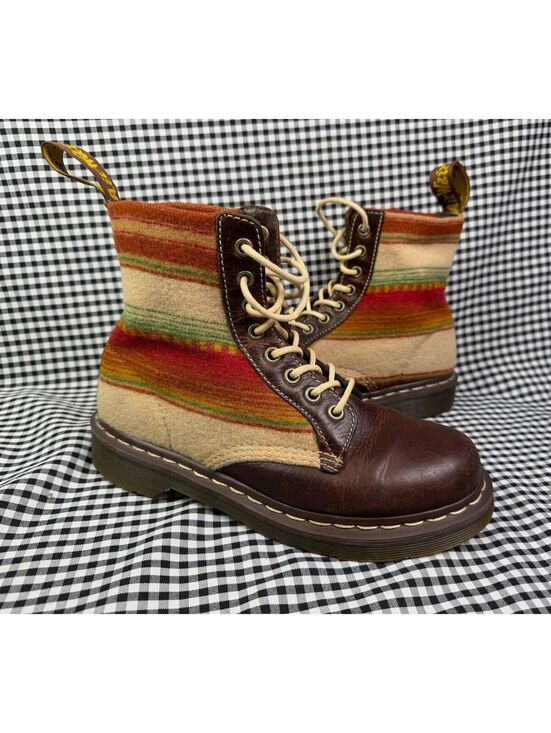Dr. Martens Shoes - Dr Martens x Pendleton 1460 Boots Womens 8 UK 6 Wool Leather Stripe Rare Collab